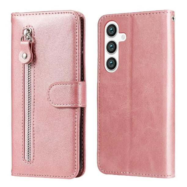 Funda con Cremallera para Samsung Galaxy S25, Carcasa Cartera de Cuero PU con Soporte y Tarjetero
