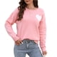 thumbnail image 1 of Suéter de mujer con cuello redondo y estampado de corazón, suéter de punto informal para el día de San Valentín, para otoño e invierno., 1 of 6