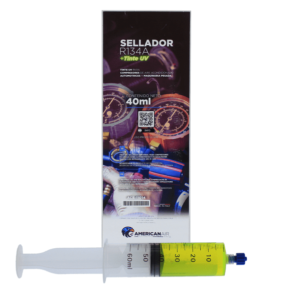 Sellador con Tinte UV en Jeringa de 40 ml para A/c R134a