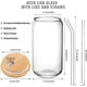 thumbnail image 2 of Lata de cerveza de 16 oz con tapa y pajita, paquete de 4 vasos de vidrio reutilizables para bebidas heladas, botellas de boca ancha para batidos, ideales para refrescos, jugos, colas y cócteles., 2 of 7
