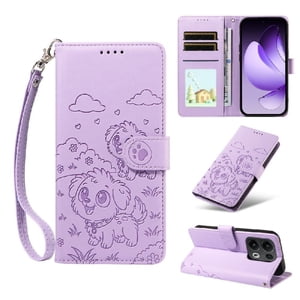 Funda Billetera Foxdock Compatible Con Oppo Reno 14 Pro 5G, Diseño Perrito Tierno, Ranuras Para Tarjetas Y Soporte Plegable