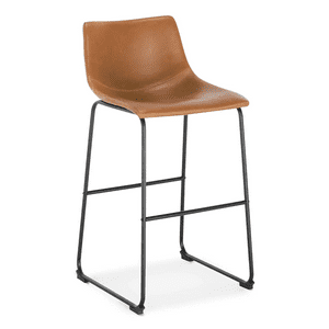 Habita2 Chile - Taburete Leah Asiento De Cuero 65Cm Alta Calidad Base Matalica