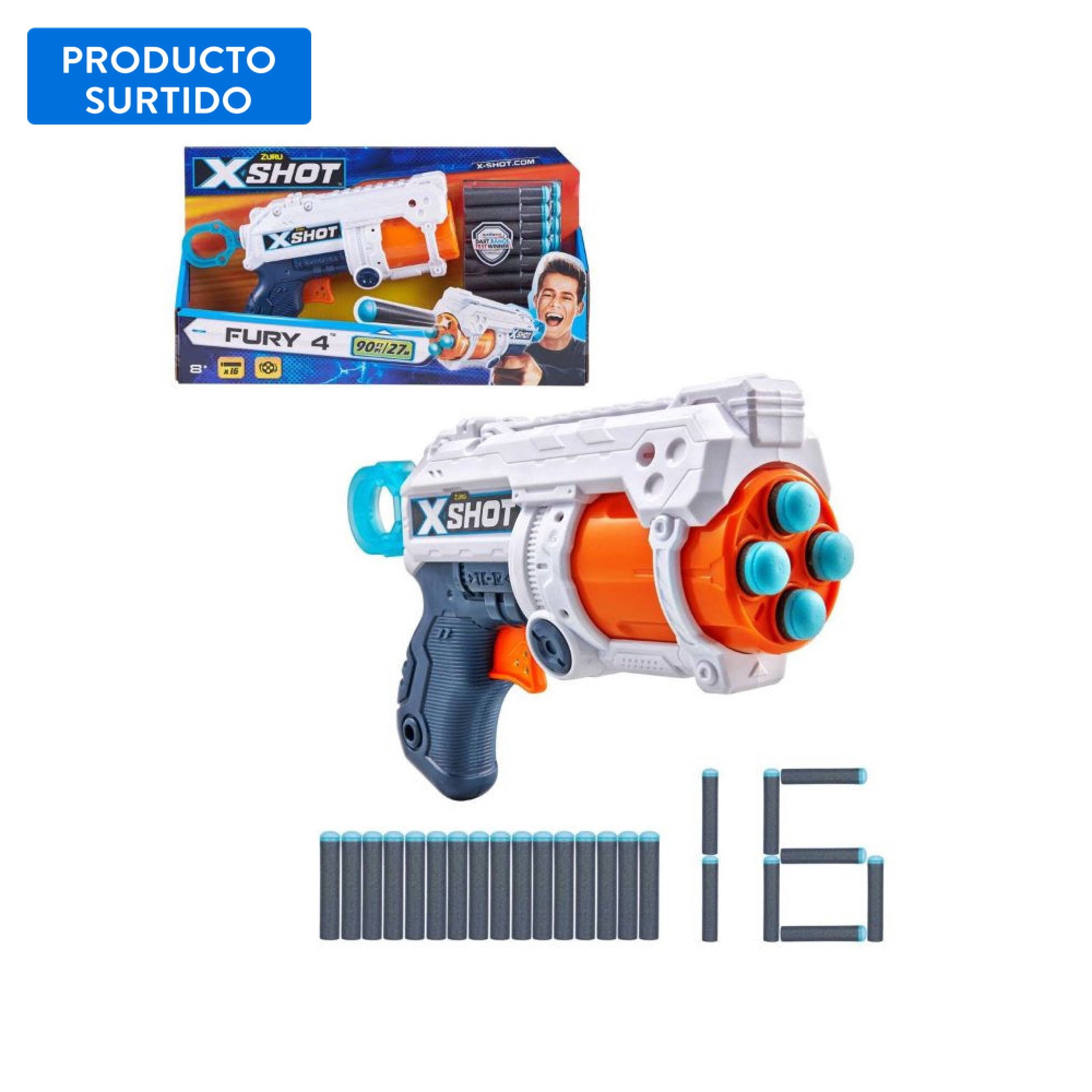 Lanzador Fury 4 + 16 dardos X-Shot