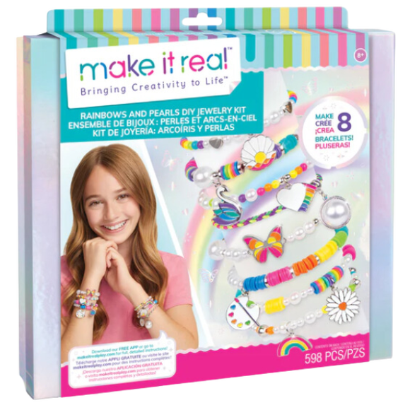 Make it Real Kit de Joyería Pulseras Arcoíris y Perlas 598 Piezas