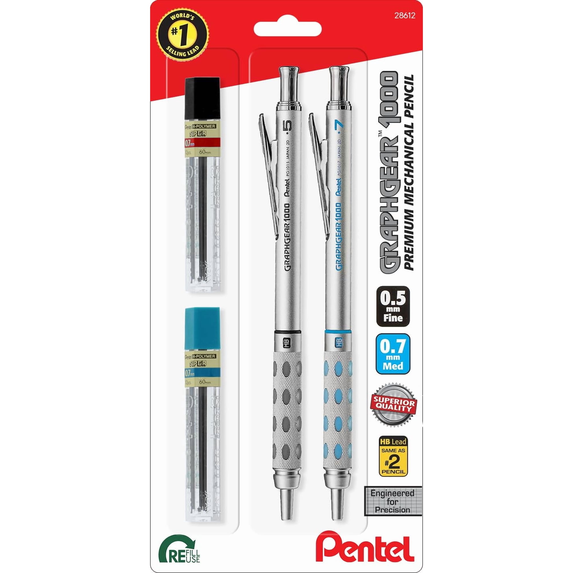 Lápiz Mecánico Pentel Graphgear 1000 De 0,5 Y 0,7 Mm De Metal