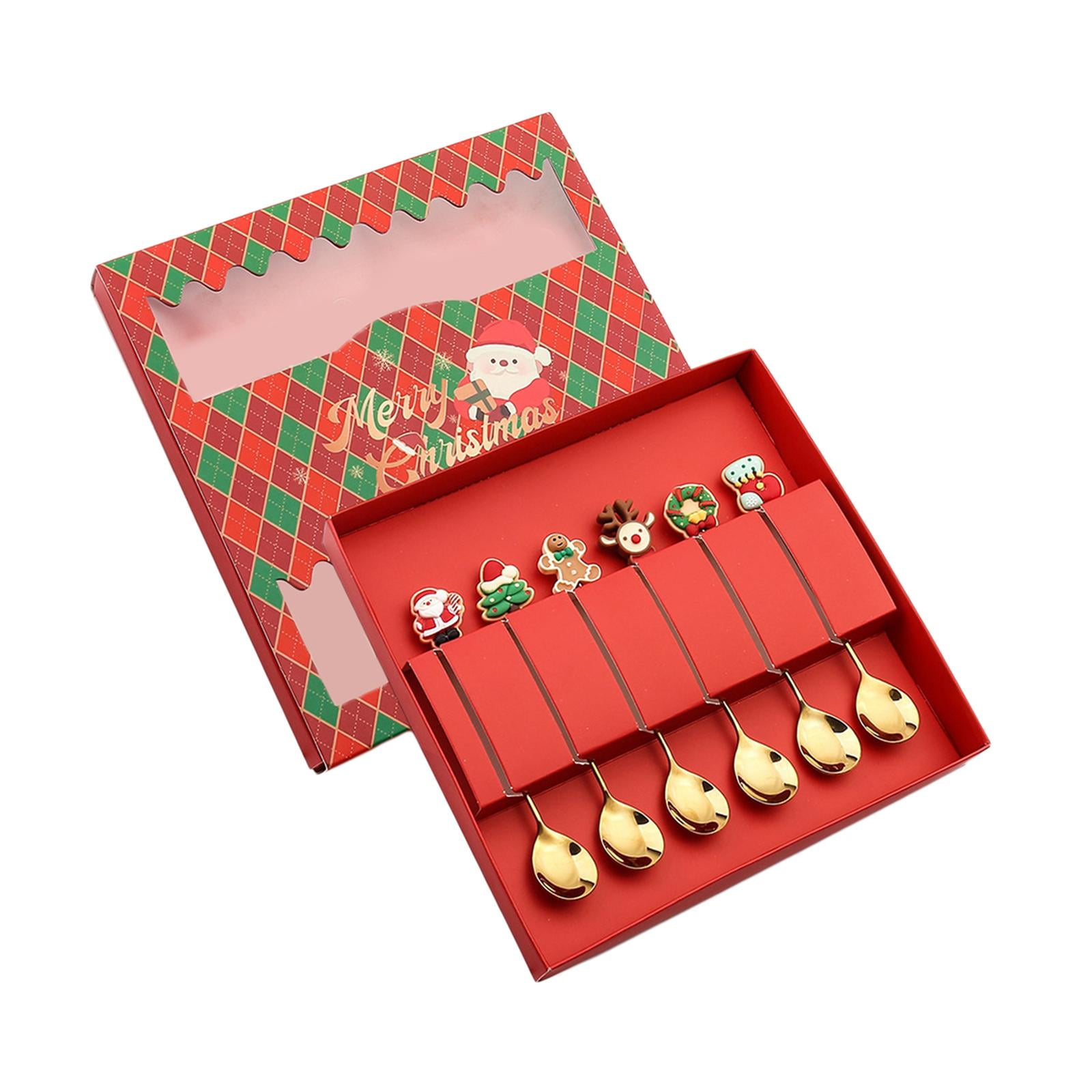 Magideal - Juego De Tenedores De Cucharas Navideñas, Kits De Cubiertos Navideños, Cuchara De Sopa, Postre, Cucharas De Té, Cubiertos, Juego De Cubiertos Para Res 6 Piezas C.