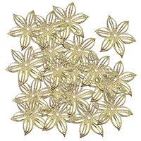 Magideal - 100 Uds. De Abalorios De Flores De Filigrana De Metal, Fabricación De Joyas, Pulsera Diy Con Agujero Para Decoración De Ventilador, Pendientes, Cadena Dorado