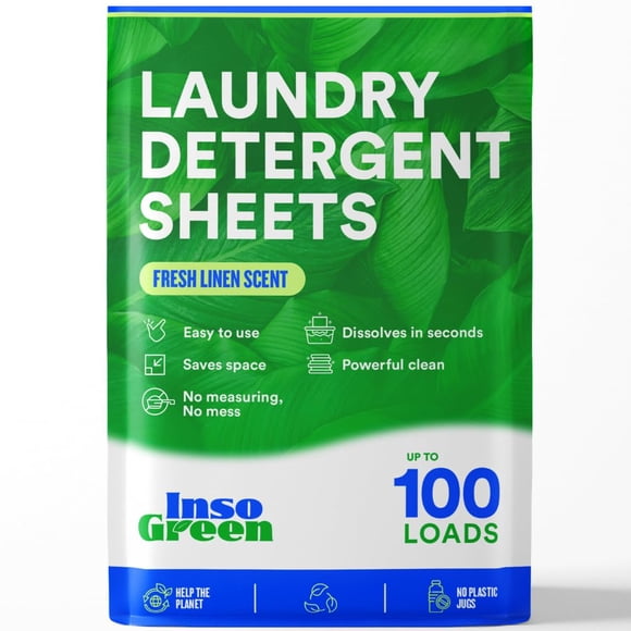 Láminas de detergente para ropa InsoGreen, hasta 100 lavados, ecológicas