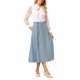 thumbnail image 2 of Falda de línea A para mujer INSPIRE CHIC, cintura alta elástica, falda maxi con bolsillos L azul polvoriento, 2 of 5