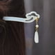 thumbnail image 1 of Vintage Chinese Style Cheongsam Hair Accessories: Handmade Hanfu Acetate Hairpin with Jade Flower Tassel, 1 of 5