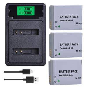 Genérico - 3 Baterías Nb-6L + Cargador Doble Cb-2Lye Alternativo Canon