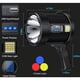 thumbnail image 4 of Foco LED recargable de mano de 100.000 lúmenes, linterna grande, superbrillante, solar para exteriores, con lámpara COB, 6 modos, resistente al agua IPX5 (negro), 4 of 5