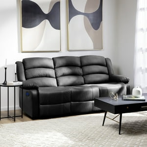 Daniels - Sofá 3 Cuerpos Reclinable Eléctrico Moderno Negro New Praga 8041Sffbkpw