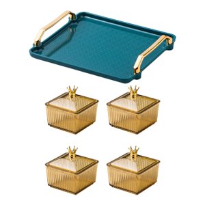 Magideal - Plato De Frutas Secas, Bandeja Para Servir Aperitivos, Plato Dividido Multiusos Para Servir Dulces Y Frutos Secos Con Tapa Para Aperitivos De Frutos Marrón