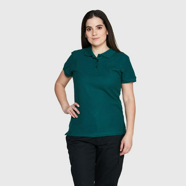 Polera Pique Mujer 80/20 M/C verde oscuro XL