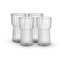 Santú Home & Deco - Set 4 Vasos Vidrio Estriado Alto 590Ml Bebidas Y Cafe