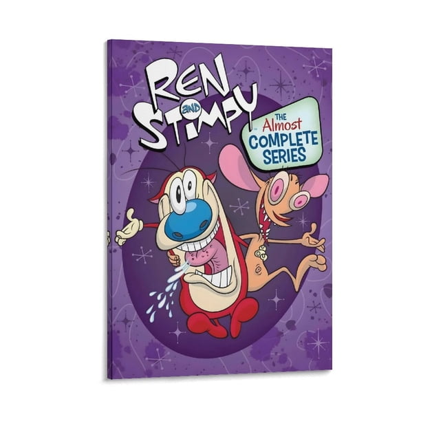 El Show de Ren y Stimpy Cuadro decorativo colgante - Arte de pared - Póster enmarcado - Decoración de pared - Regalos para familia, amigos y aficionados 40*60 cm