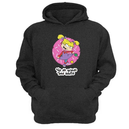 Polerón Canguro Angélica Dibujos Animados Gris Oscuro Talla M Unisex