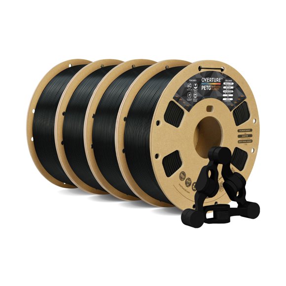 Filamento para impresora 3D OVERTURE PETG de 1,75 mm, 4 kg, paquete de 4