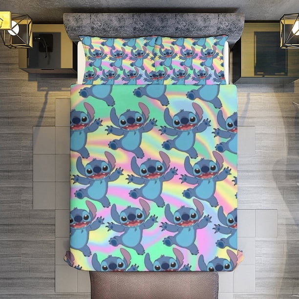 Cartoon Stitch 3 Pieces Duvet Cover Set Full Size Super Soft Fade Resistant Microfiber
