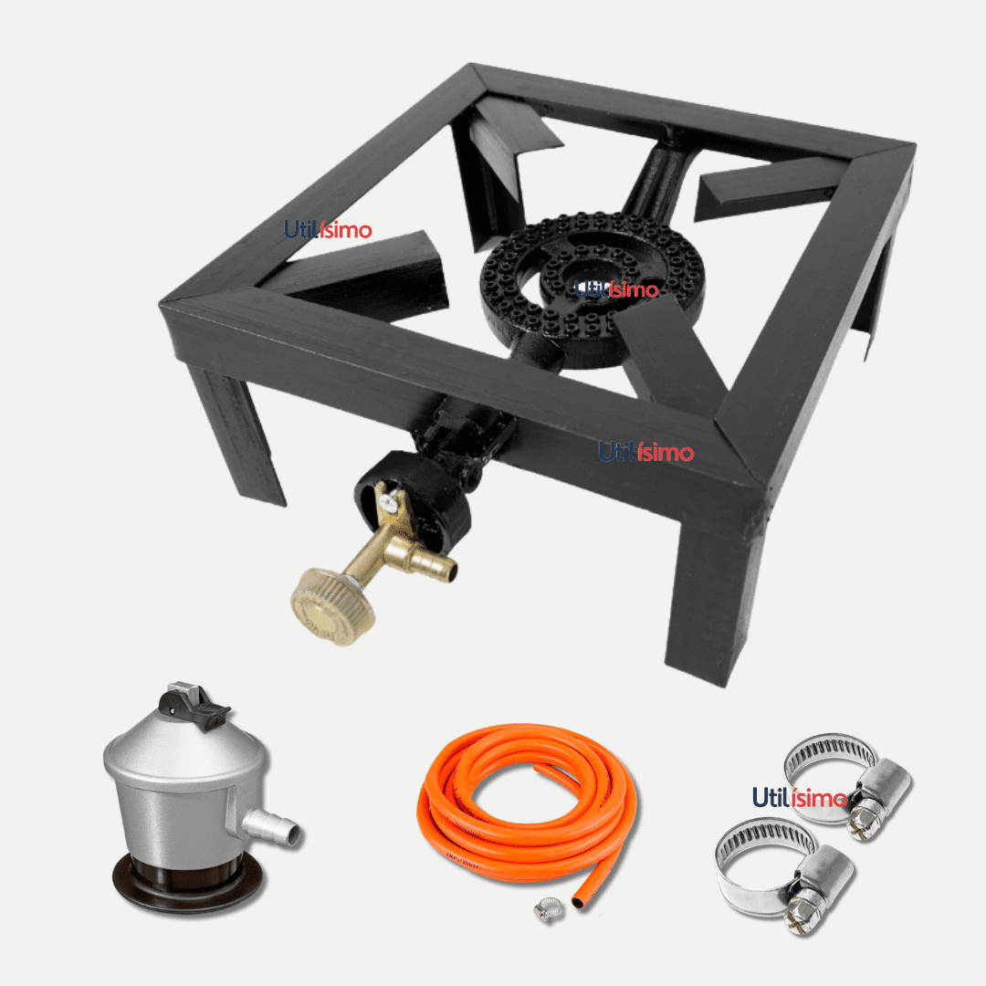 Line - Fogón Cocina A Gas Licuado 1 Plato + Kit De Instalación Camping Hogar