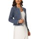 thumbnail image 4 of INSPIRE CHIC Blazer corto de oficina abierto de tweed a cuadros para mujer 3XL azul oscuro, 4 of 6
