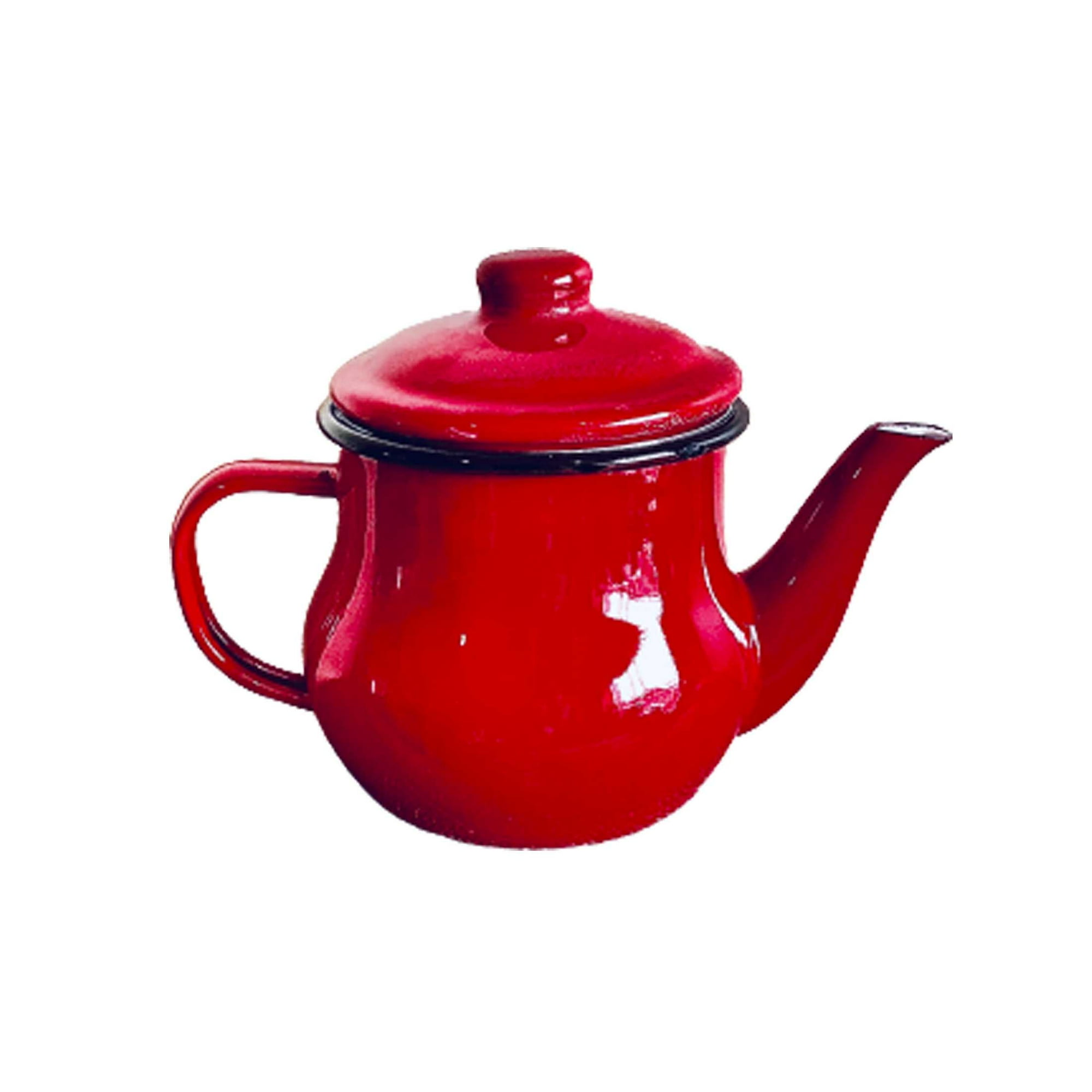 Tetera de té enlozada roja Lider