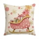 thumbnail image 1 of 1pc, Pink Santa Claus Christmas Tree Sleigh Pink Fawn Ornament Throw Pillow Cover 17.7*17.7 Inch Winter Holiday Cushion Cover Decoration For Home Sofa Cushion, 1 of 5