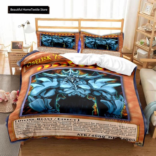 Yu Gi Oh Card Duvet Cover Set Blue Eyes White Dragon Cartoon Bedding Sets King Size For Boys Girls Comforter Cover SetsBed Sheets