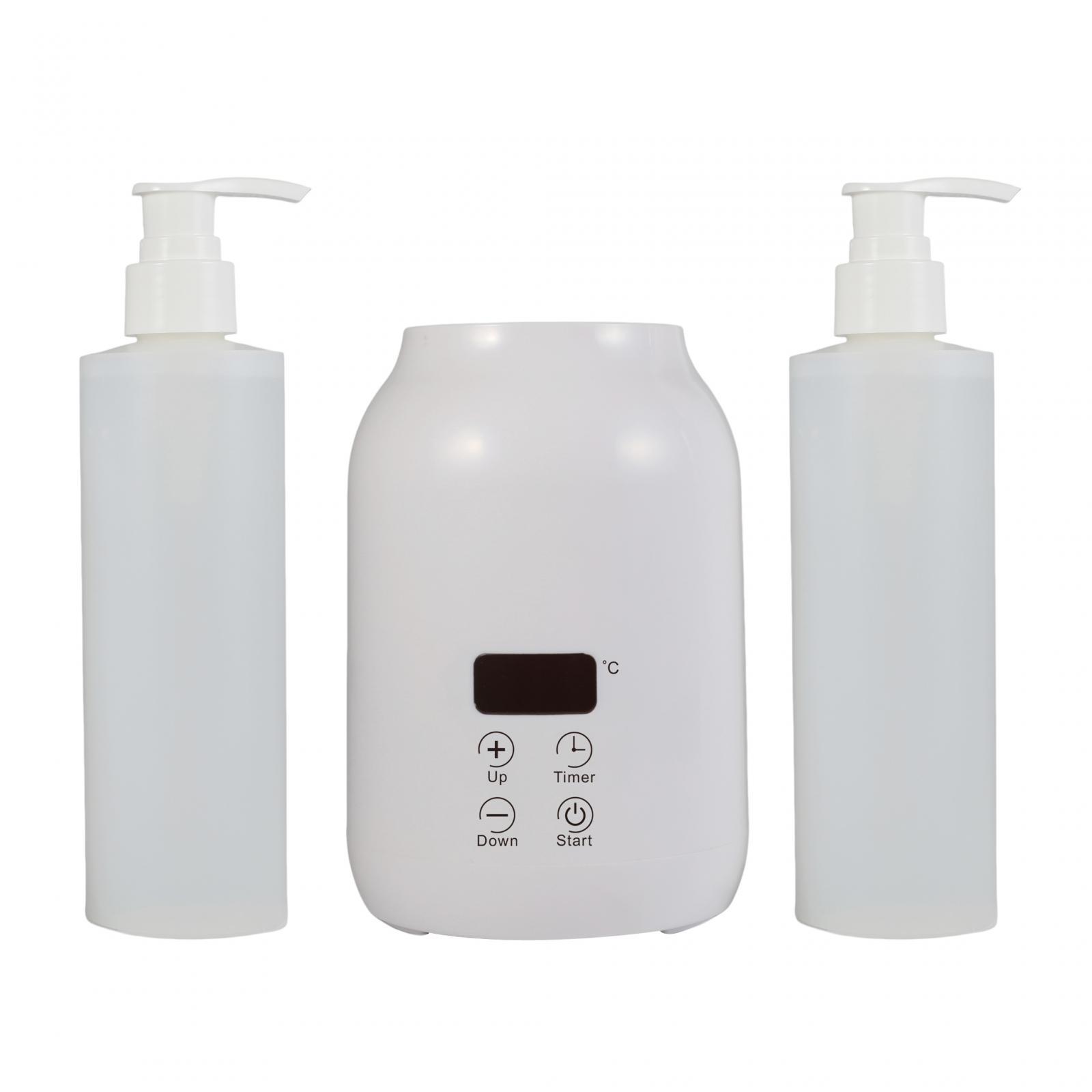 Ioensy - Calentador De Aceite De Masaje De Una Sola Botella Multifunción Pequeño Con 2 Botellas Vacías Blanco