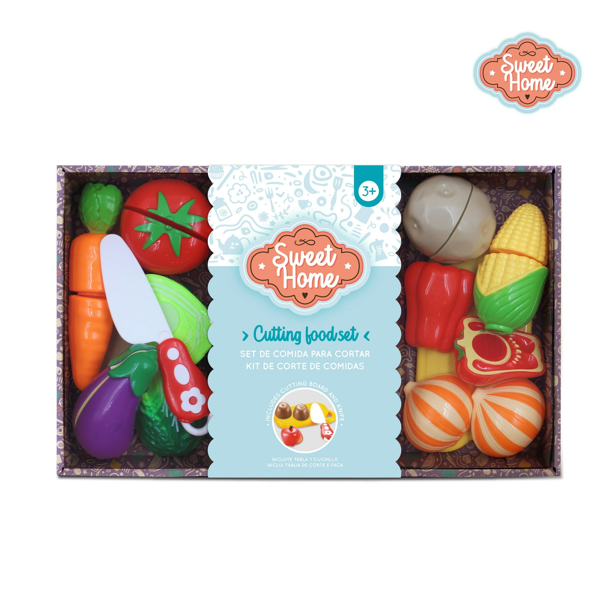 Sweet Home - Set De Alimentos Para Cortar Con Velcro, Tabla Y Cuchillo