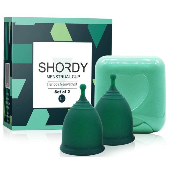 Copa menstrual SHORDY reutilizable de silicona de grado médico, juego de 2 unidades