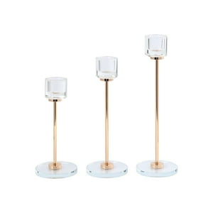 Oem - Pack 3 Porta Vela Candelabro Set 3 Candelabros Vidrio