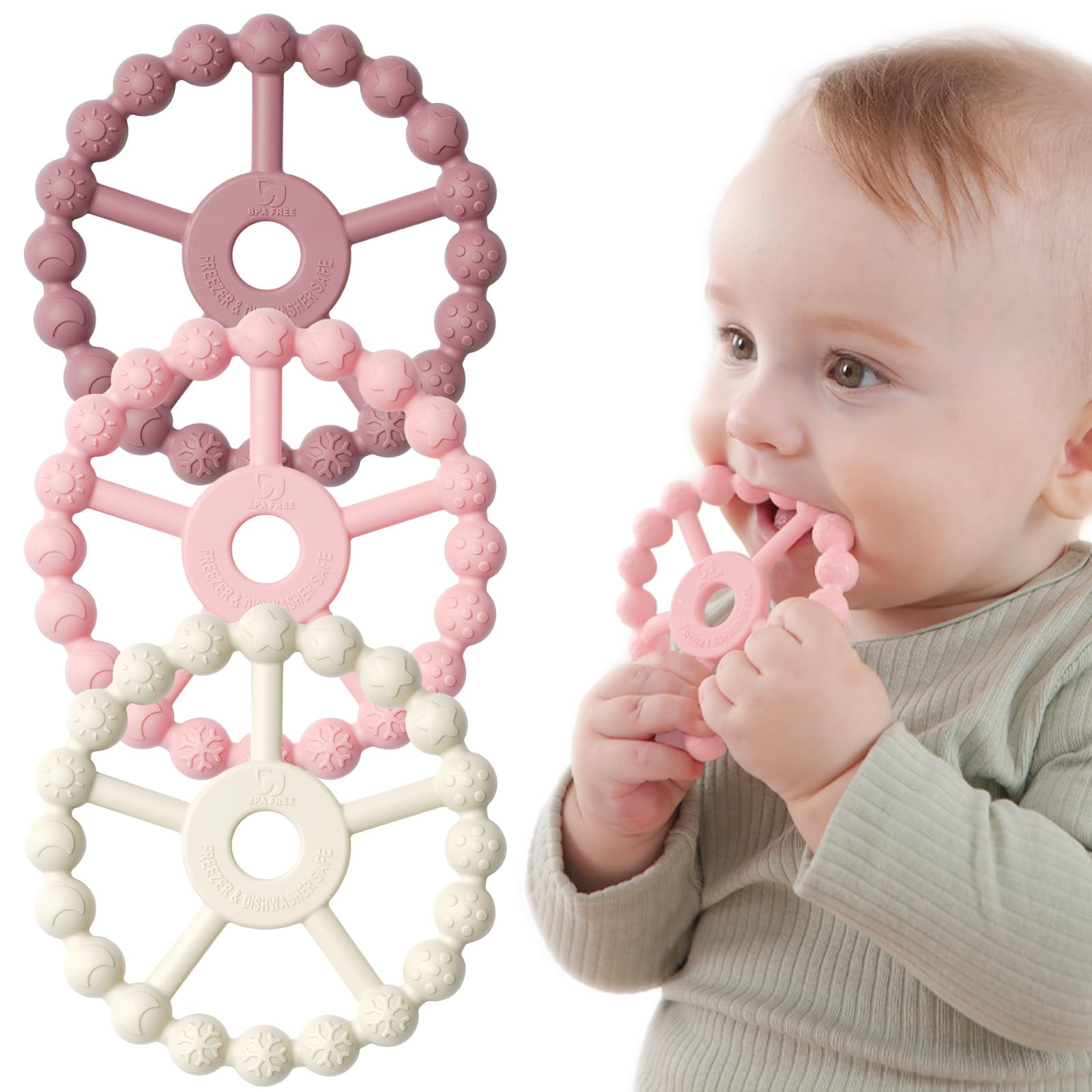 Juego De 3 Anillos De Dentición Seposeve Para Bebés De 0 A 24 Meses