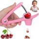 thumbnail image 1 of Deshuesador de cerezas EddHomes con diseño de bloqueo rosa, 1 of 8