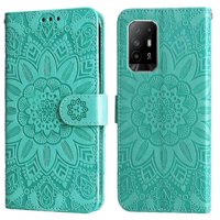 Funda Tipo Cartera Foxdock Para Oppo A94 5G , Diseño Girasol En Relieve, Cuero Pu, Cierre Magnético, Soporte Y Tarjetero