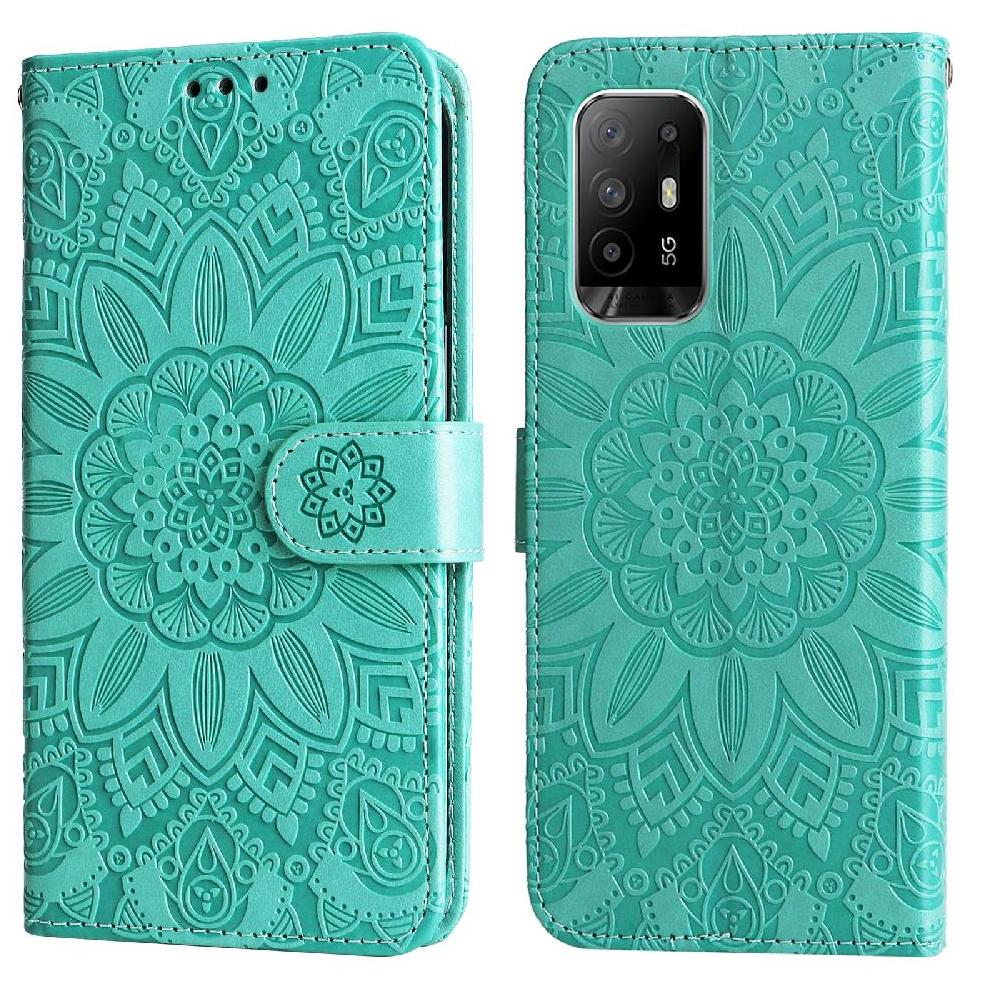 Funda Tipo Cartera Foxdock Para Oppo A94 5G , Diseño Girasol En Relieve, Cuero Pu, Cierre Magnético, Soporte Y Tarjetero