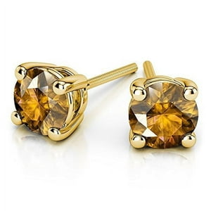 Aros Paris Jewelry 24K Yellow Gold 2 Ct Created Citrine Round Stud