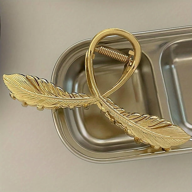 1/2/3pcs Alloy Feather Hair Claw Simple Style Hair Claw Nonslip Ponytail Holder Shark Claw Women Girls Elegant Hair Claw Clip