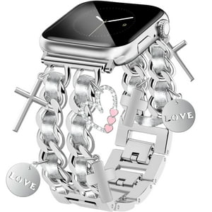 Pulseras Newlibery Silver Metal Para Apple Watch Mujer