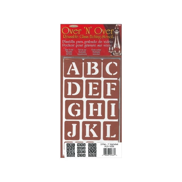 Plantilla Armour Etch Etch Over N Over con letras de 1.5 pulgadas, 3 hojas