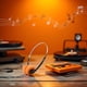 thumbnail image 2 of Auriculares supraaurales Junfamilee, estilo retro vintage, naranja, 2 of 9