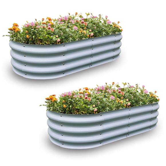 2 macizos de cultivo galvanizados elevados 120x60x28 cm color plata