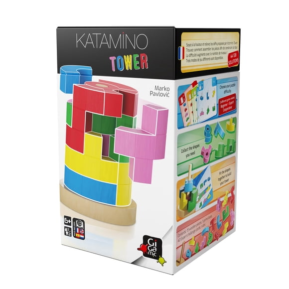 Juego de rompecabezas de madera Katamino Tower para niños y familias