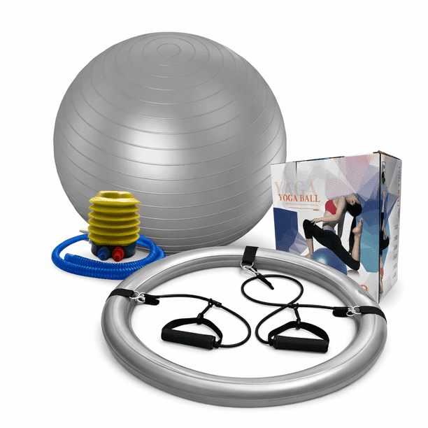 Set Balón Yoga Pilates 65 cm con Aro y Bandas de Resistencia