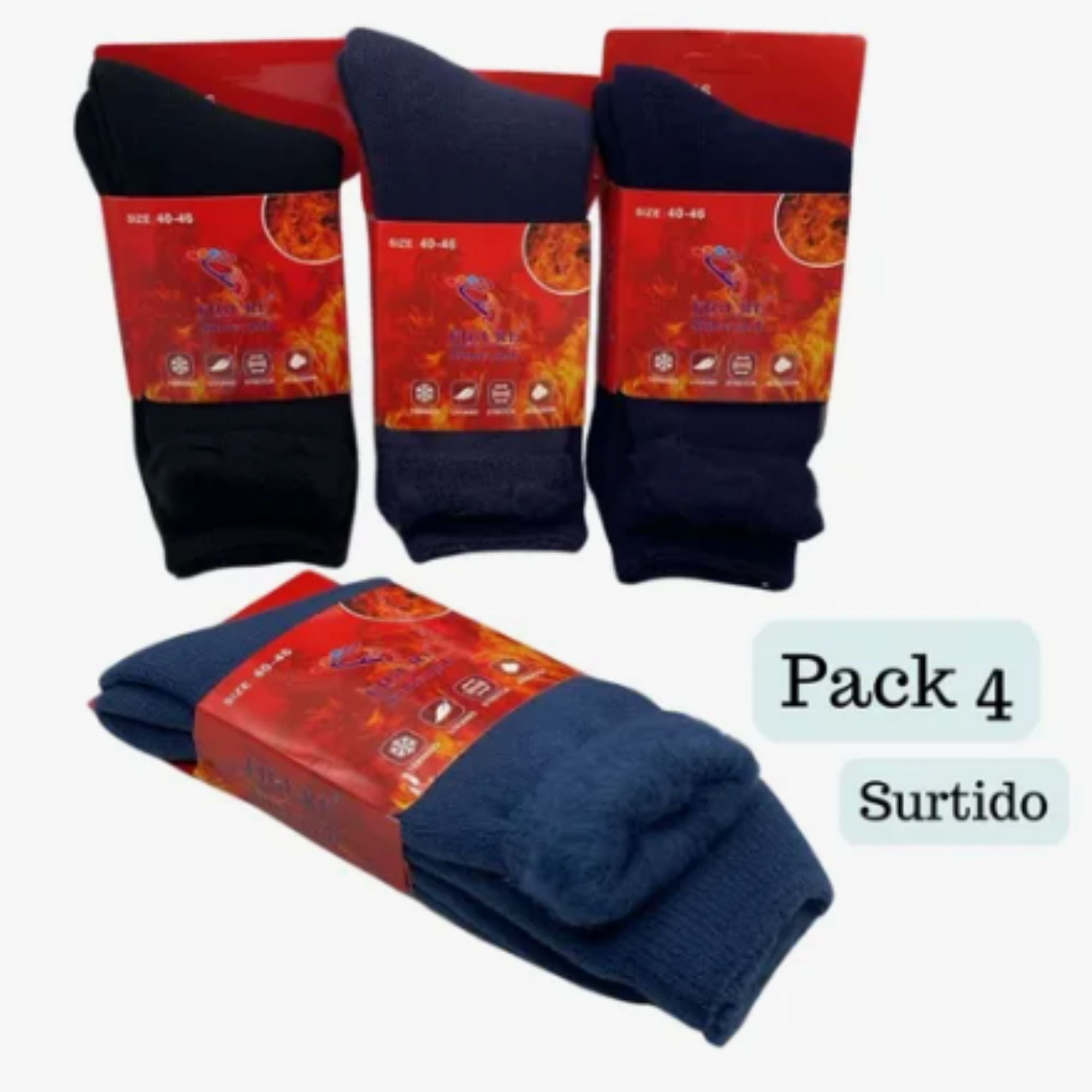 Ekolmac - Pack X4 Calcetines Térmicos Polar Gruesos Terciopelo Suaves Unisex Adulto