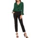 thumbnail image 2 of INSPIRE CHIC Blusa con Volantes para Mujer de Regreso a Clases Elegante para el Trabajo Cuello en V Manga Larga Top Elegante Verde L, 2 of 7