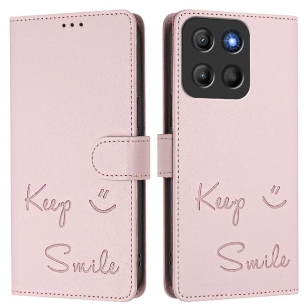 Funda Cartera para Motorola MOTO G15 con Bloqueo RFID, Cierre Magnético y Ranuras Tarjetas Rosa