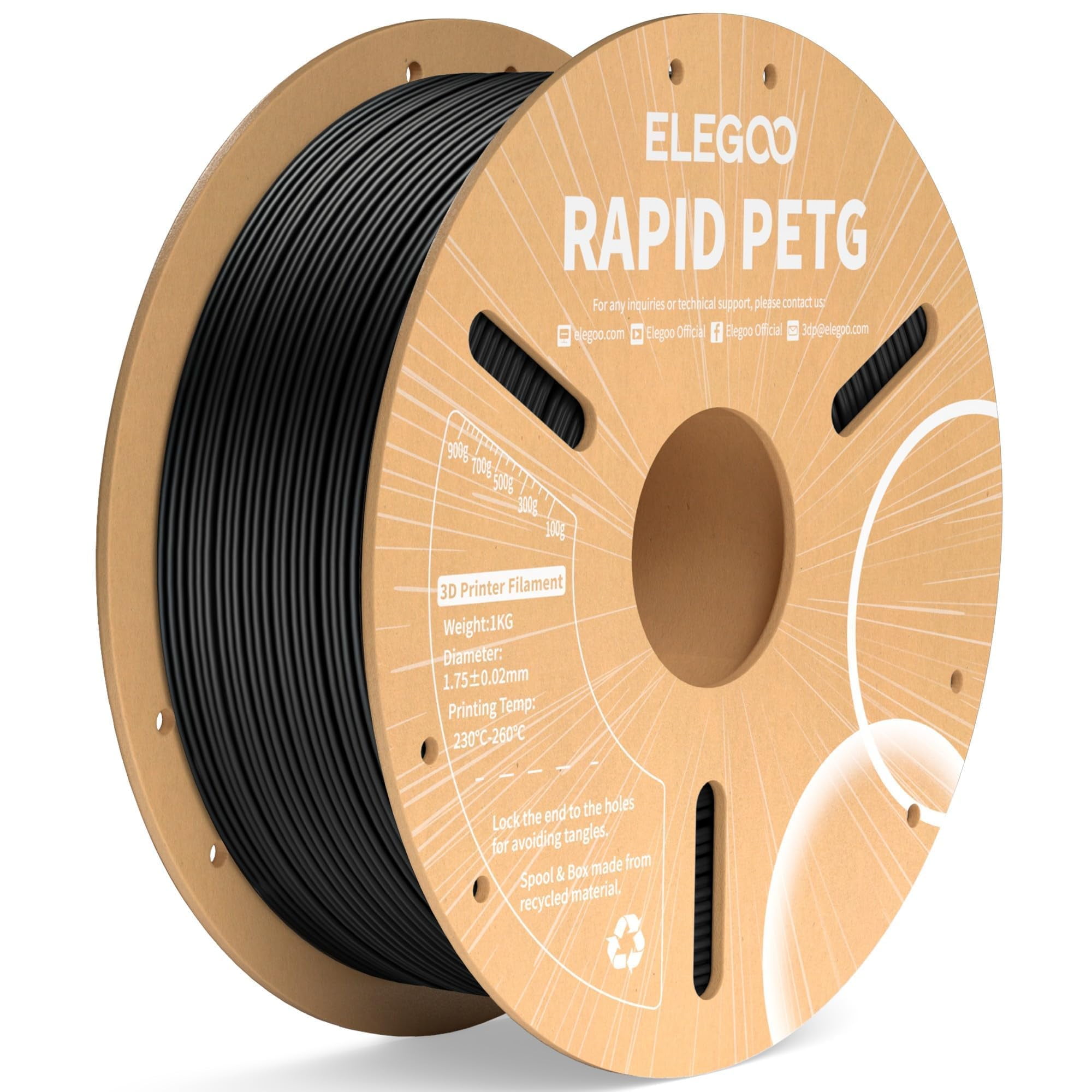 Filamento Para Impresora 3d Elegoo Rapid Petg 1.75 Mm Negro 1 Kg