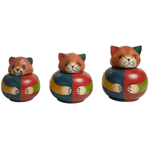 Set de 3 cajas gatos madera